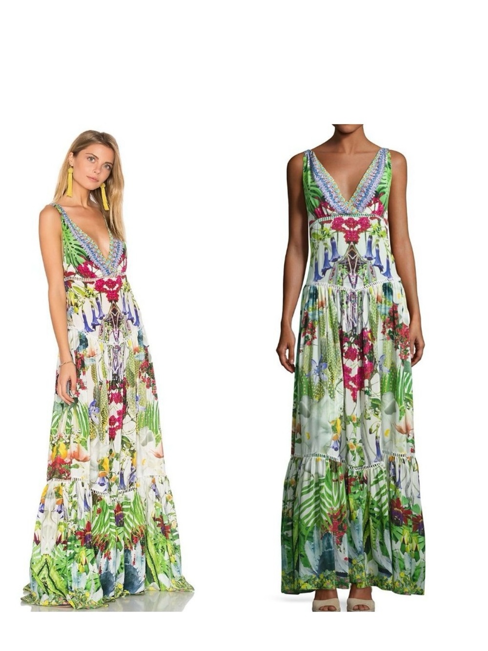 Camilla Tiered Sleeveless Silk Maxi Dress in Exotic Hypnotic US 8 - Picture 2 of 11